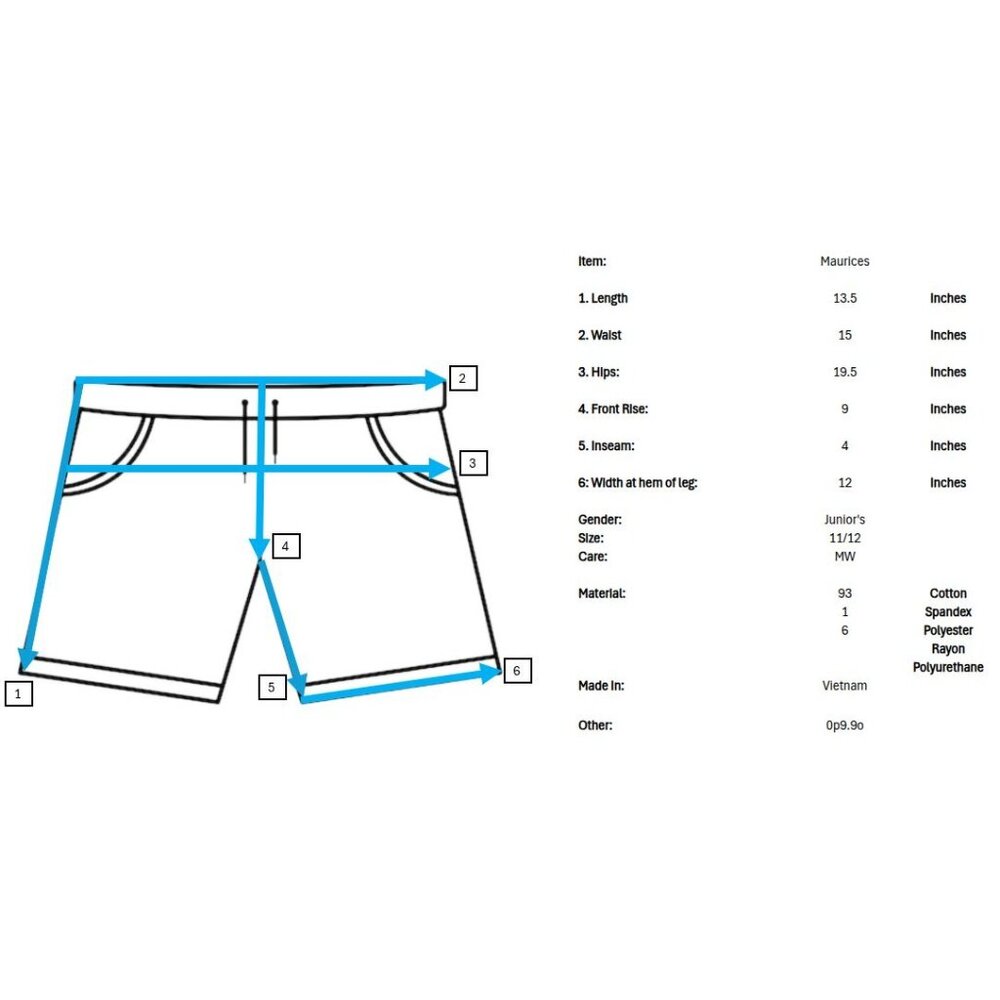 Maurices Dark Wash Shorts Womens Juniors 11 12 Pockets Stretch Blue Summer - Picture 7 of 7